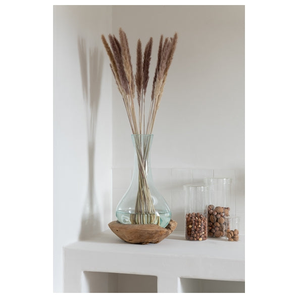 Vaso Gamal C/ Base Em Madeira 18x34cm