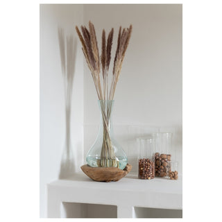 Vaso Gamal C/ Base Em Madeira 18x34cm