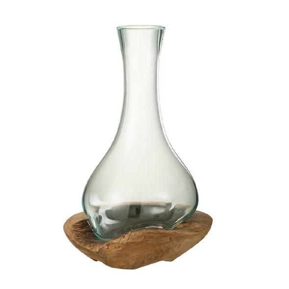 Vaso Gamal C/ Base Em Madeira 18x34cm