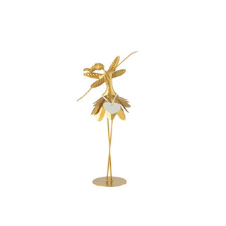 Escultura Fada Dourada Em Metal 39cm
