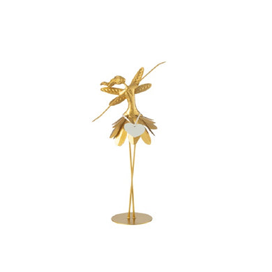Escultura Fada Dourada Em Metal 39cm