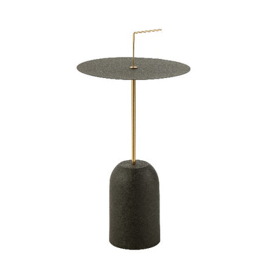 Mesal Lateral Disco Preto/gold Em Metal 30x68cm