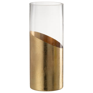 Vaso Moa Transparente/dourado 25cm