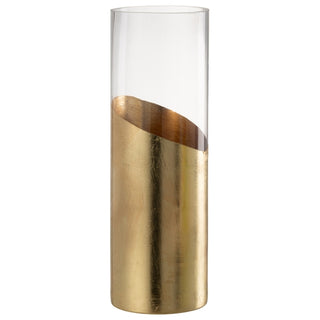 Vaso Moa Transparente/dourado 30cm