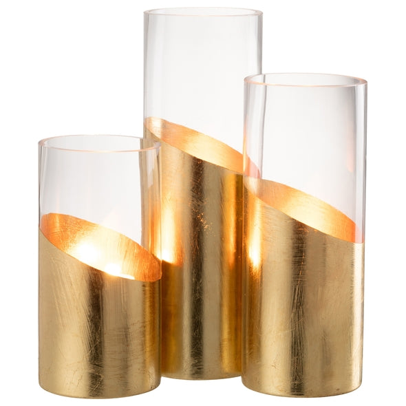 Vaso Moa Transparente/dourado 30cm