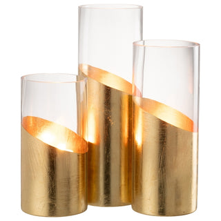 Vaso Moa Transparente/dourado 30cm