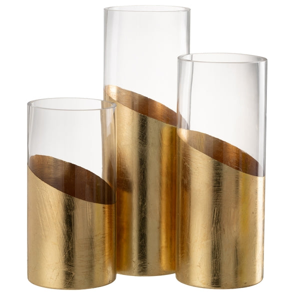 Vaso Moa Transparente/dourado 30cm