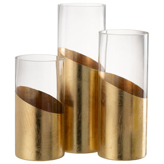 Vaso Moa Transparente/dourado 30cm