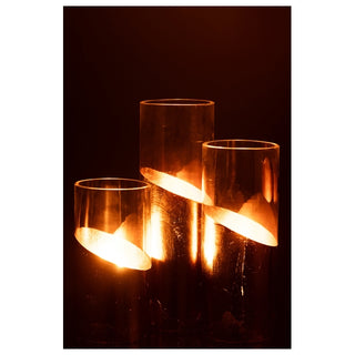 Vaso Moa Transparente/dourado 30cm