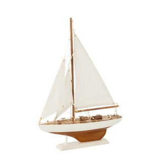 Escultura Barco de Madeira 43cm