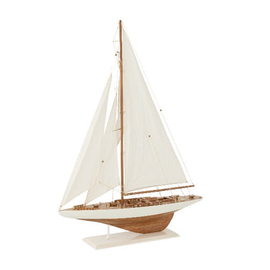 Escultura Barco de Madeira 59cm
