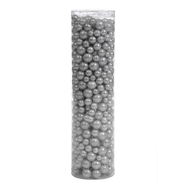 Tubo Com Bolas Decoracao Espuma Prata 30cm