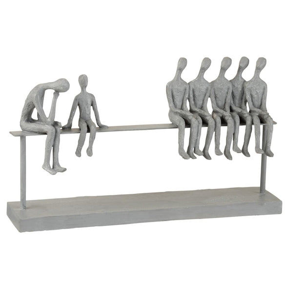 Escultura Familia Sentada No Banco 40x23cm
