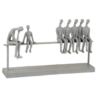 Escultura Familia Sentada No Banco 40x23cm