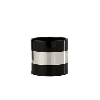 Cachepot Preto C/ Listra Prata 14cm