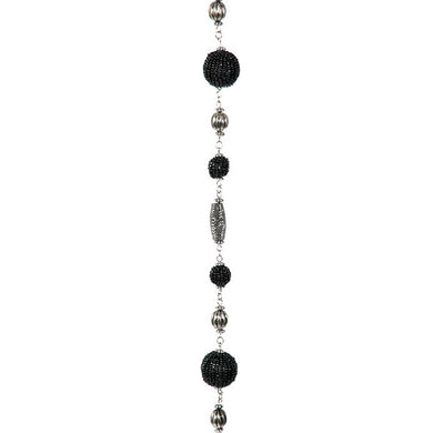Fio Decorativo C/ Bolas Pretas e Pratas 120cm