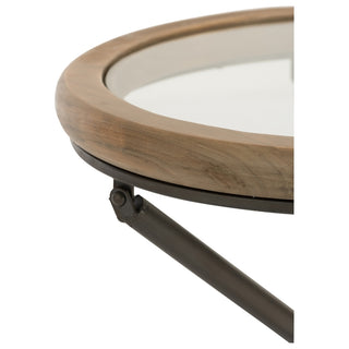 Mesa Lateral Em Madeira/vidro C/ Suporte Em Metal 50cm