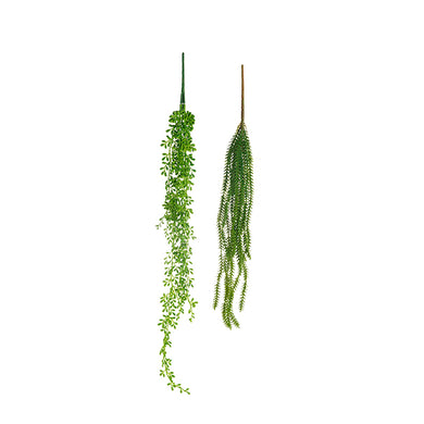 Ramo de Folhas Verdes Suspensas 68cm Ass2