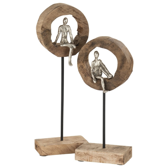 Escultura Figura No Tronco C/ Suporte 48cm