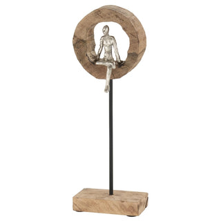 Escultura Figura No Tronco C/ Suporte 48cm