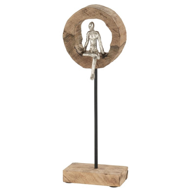 Escultura Figura No Tronco C/ Suporte 48cm