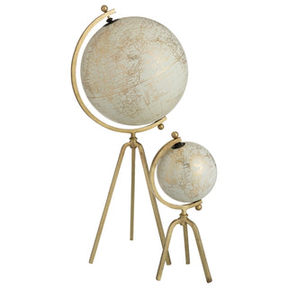 Globo Brano/dourado C/ Suporte Tripe Em Metal 39cm