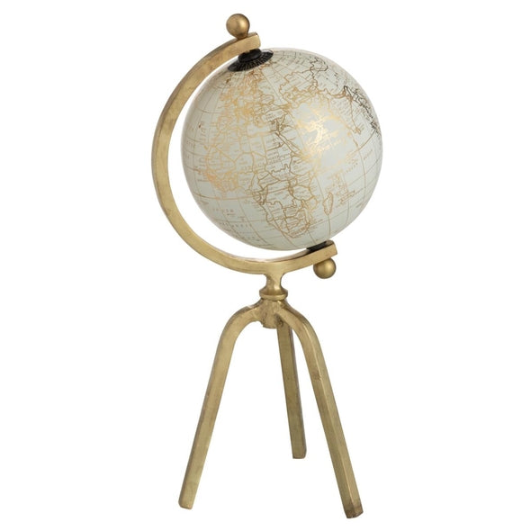Globo Brano/dourado C/ Suporte Tripe Em Metal 39cm