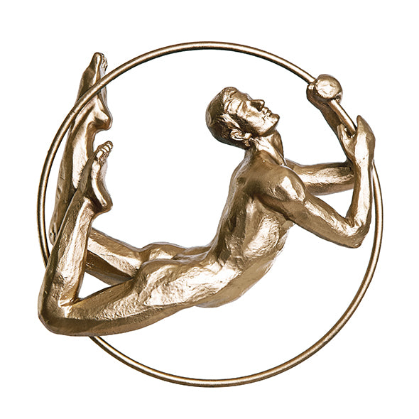 Escultura Acrobata Na Argola Dourada 20cm