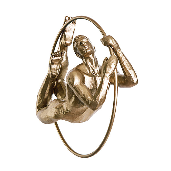 Escultura Acrobata Na Argola Dourada 20cm