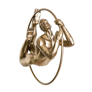 Escultura Acrobata Na Argola Dourada 20cm