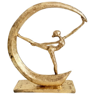 Escultura Mulher Dance Moon Dourada 34cm