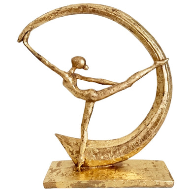 Escultura Mulher Dance Moon Dourada 34cm