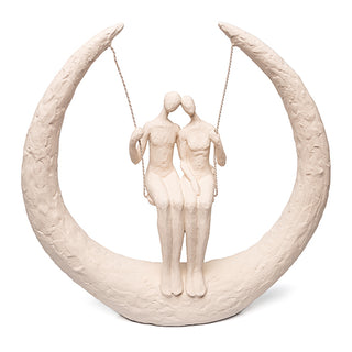 Escultura Casal No Balanco Creme 32cm