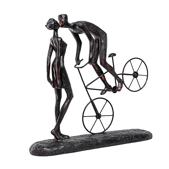 Escultura Casal Na Bicicleta 42x37cm