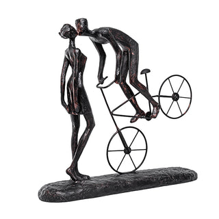 Escultura Casal Na Bicicleta 42x37cm