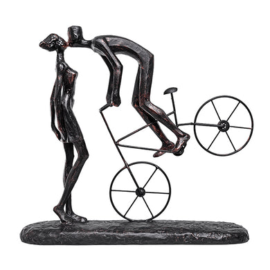 Escultura Casal Na Bicicleta 42x37cm