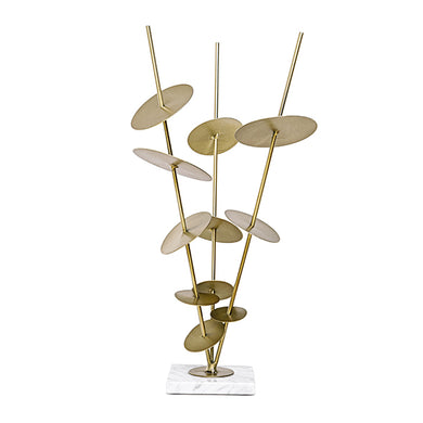 Escultura Discos Na Base Marmorizada 42cm