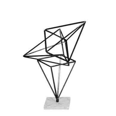 Escultura Triângulos Na Base Marmorizada 37cm
