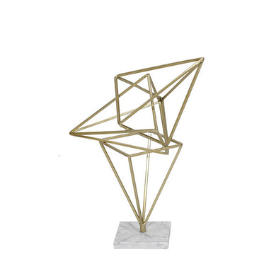 Escultura Triângulos Na Base Marmorizada 37cm