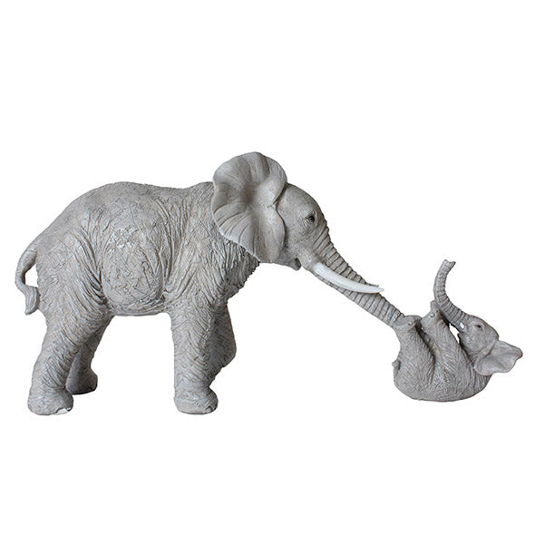 Escultura Elefante Brincando C/ Filho 19cm