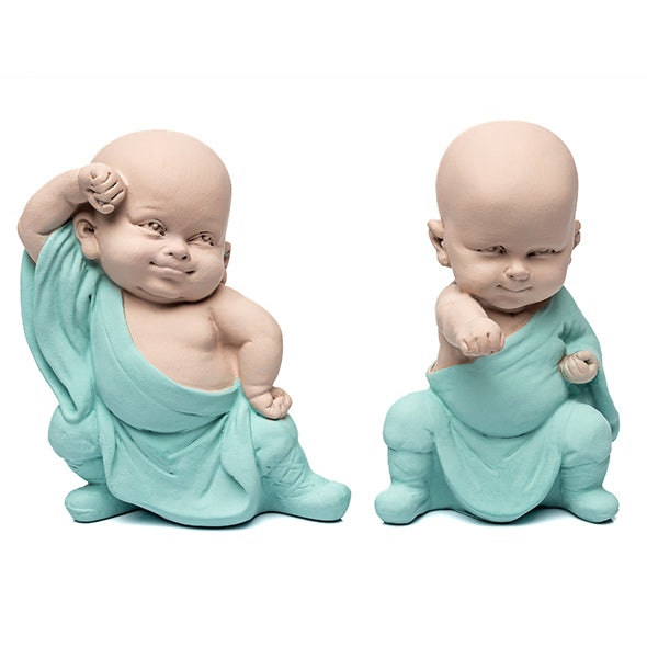Escultura Monge Lutador Verde 12cm Ass2