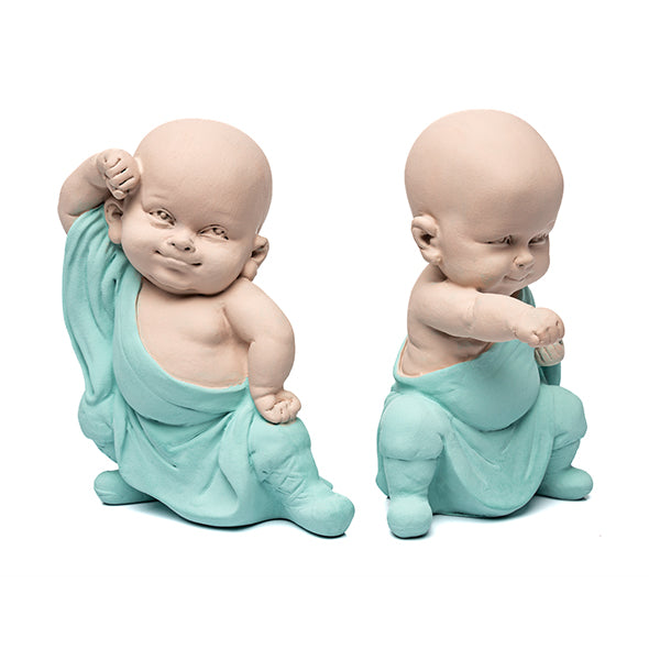 Escultura Monge Lutador Verde 12cm Ass2