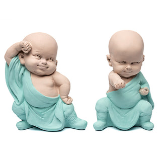 Escultura Monge Lutador Verde 12cm Ass2