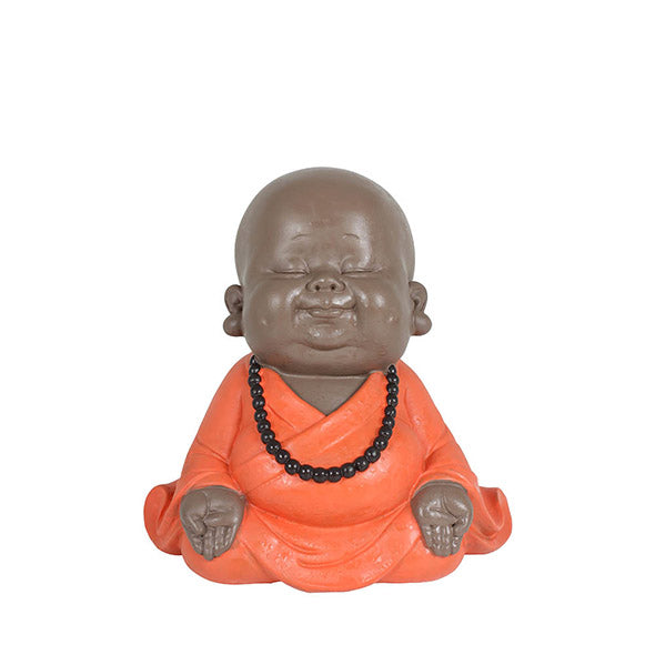 Escultura Monge Laranja Meditando 20cm