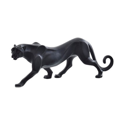 Escultura Leopardo Caminhando Preto 45x15cm