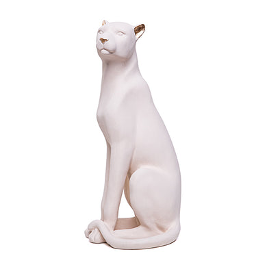 Escultura Leopardo Sentado Creme 34cm