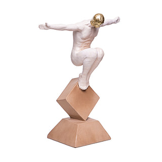 Escultura Homem C/ Bracos Abertos Creme 28cm