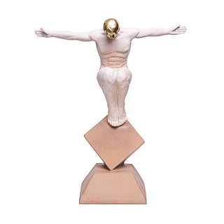 Escultura Homem C/ Bracos Abertos Creme 28cm