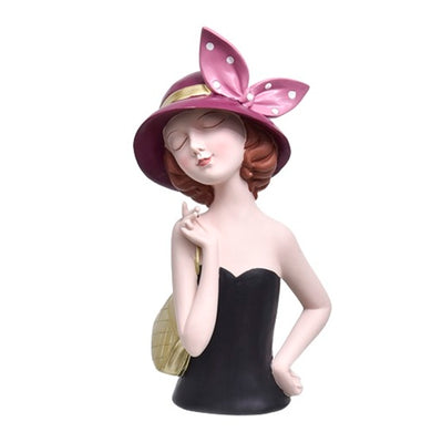 Escultura Mulher C/ Bolsa Dourada 35cm