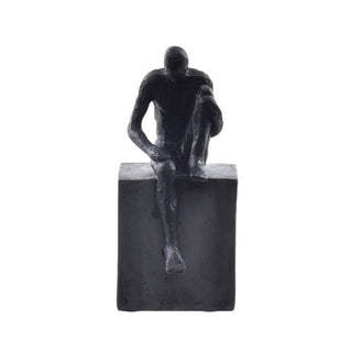 Escultura Homem Sentado Refletindo 16cm